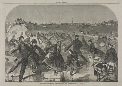 Skating on the Ladies’ Skating Pond in Central Park, New York (1860)