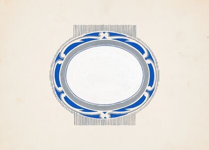 Sketch for oval medallion and ‘Ruppert Beer’ blue and silver logo