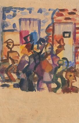 Sketch for the painting Wall, posters and people (1931 - 1932)
