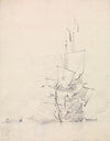 Sketch of a Man-O-War firing Guns