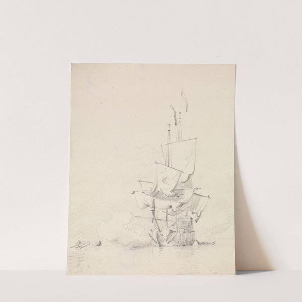 Sketch of a Man-O-War firing Guns by Willem van de Velde the Elder