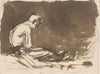 Sketch of a Man sitting Half-Naked from a Side View (In Prison I.)