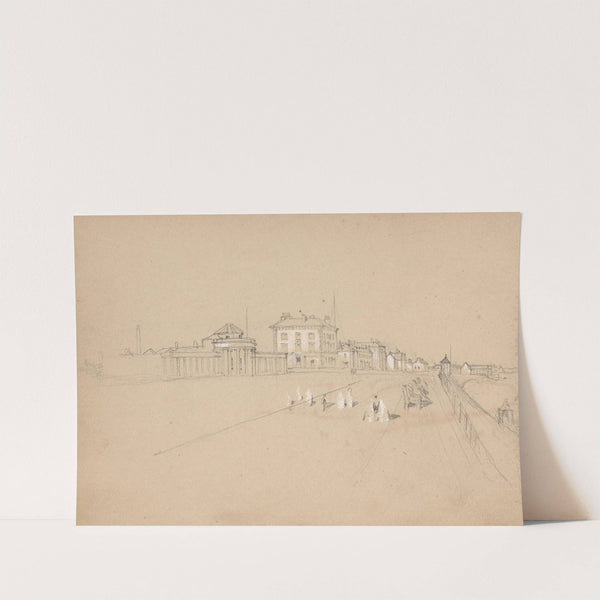 Sketch of a Seaside Town with Promenade by Myles Birket Foster