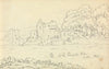 Sketch of Castle Ruins with Cows Grazing in the foreground