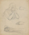 Sketch of Crying Woman and Detailed Hands Study