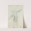 Sketch of Standing Man with Outstretched Arms by Claude Louis Desrais