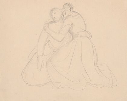 Sketch of the figure to the group of the Virgin Mary and Mary Magdalene to the painting ‘Entombment’