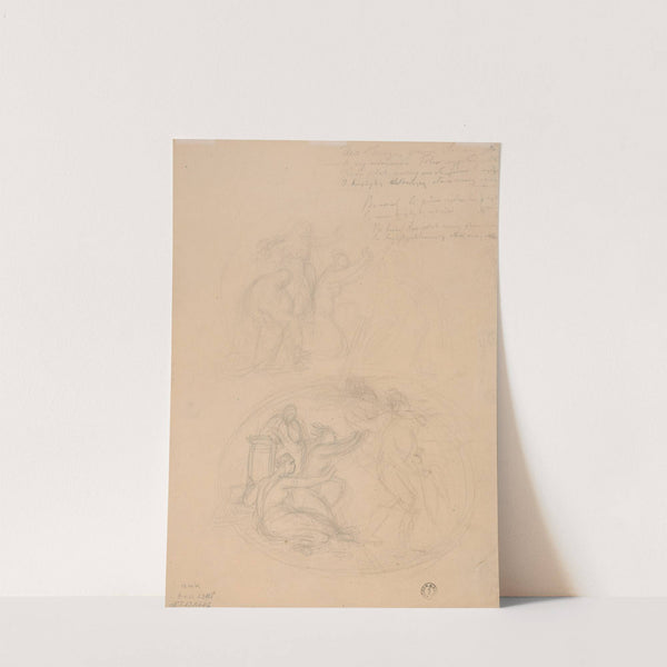 Sketch of the king figure for the painting &#039;Death of Barbara Radziwiłł&#039; (nude) by Józef Simmler