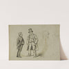 Sketch of Two Standing Men and Two Portaits by Charles Samuel Keene