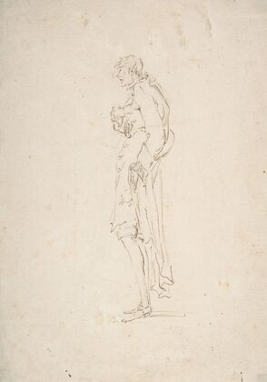 Sketched Caricature of a Standing Man Facing Left