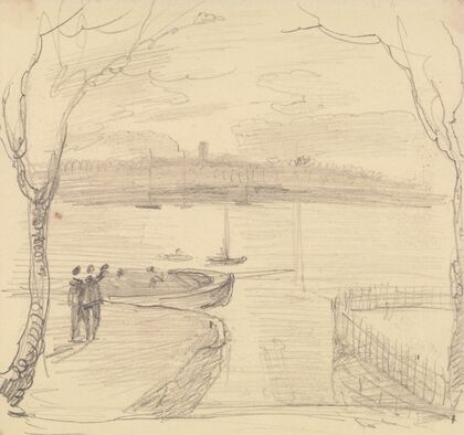 Sketched View from East Cowes, West Cowes in the Distance