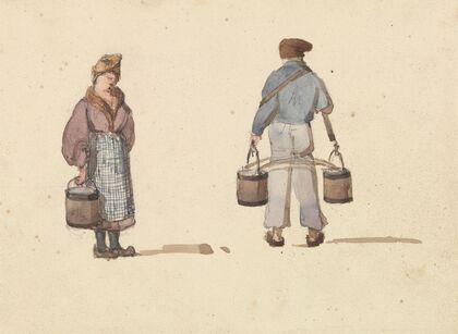 Sketches from Life in Paris; Woman and Man Carrying Buckets