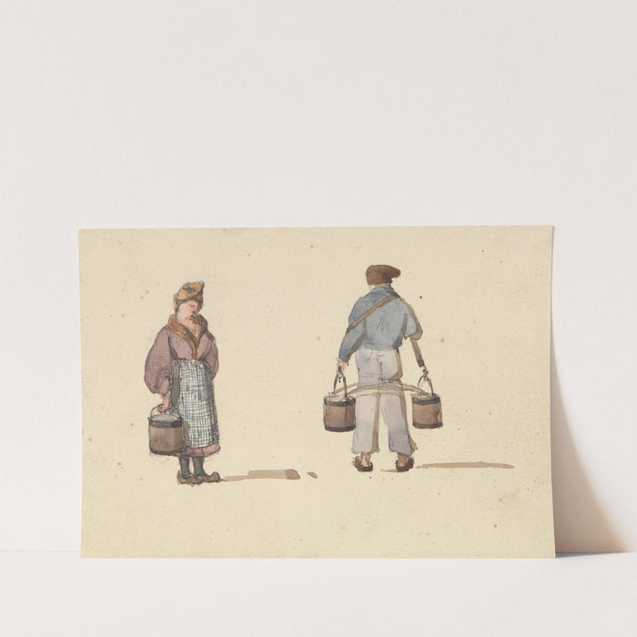 Sketches from Life in Paris; Woman and Man Carrying Buckets by Ambrose Poynter