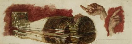 Sketches of a mummy and hands – Studies for “Allegory of Science” (between 1881 and 1888)