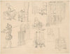 Sketches of Baroque costumes and furniture
