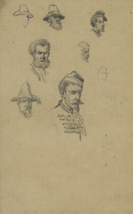 Sketches of characters on the roadside