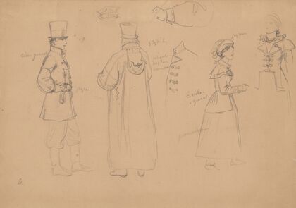 Sketches of figures in folk costumes of Kuyavia