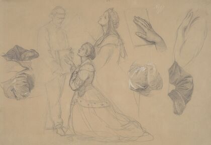 Sketches of figures of the queen and JaÅko of TÄczyn for the painting ‘Queen Jadwiga’s Oath’