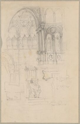 Sketches of fragments of Gothic architecture