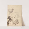 Sketches of Two Heads, and a Man Reading a Book by Hamlet Winstanley