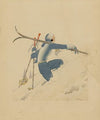 Skieuse à pied dans la neige (1930s)