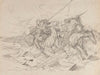 Skirmish between two galloping riders, sketch for the painting “On the Trail” (1885)
