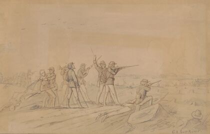 Skirmish line, Company A, Thirty-second Indiana at Salt River, Kentucky, October 9, 1862