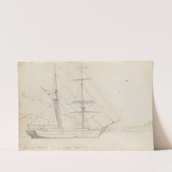 Skonnertbriggen &#039;Madamen&#039; ved Snarøya by Hans Gude