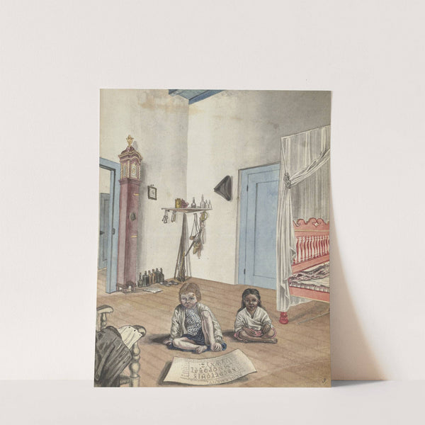 Slaapkamer met zoon Jantje en slavinnetje Bietja by Jan Brandes