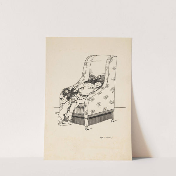 Slapend meisje in een stoel by Nelly Spoor