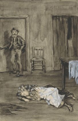 Slapend meisje op een vloer