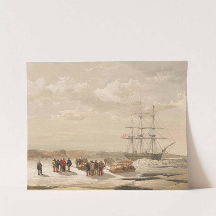 Sledge-Party leaving H.M.S. Investigator, in Mercy Bay, under command of Lieutenant Gurney Cresswell, April 15, 1853 (1854) by Samuel Gurney Cresswell