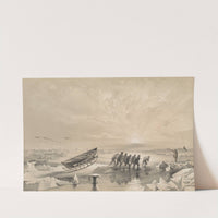 Sledge party returning through water during the month of July by Walter William May