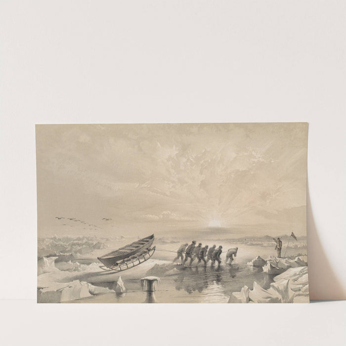 Sledge party returning through water during the month of July by Walter William May