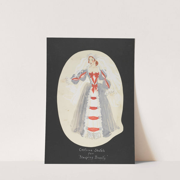 Sleeping Beauty: Blue gown with white front panel and red ribbons (1934-1943) by John Glidden