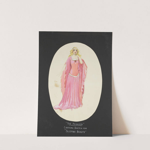 Sleeping Beauty: The Princess. Pink gown with red rose brooch and flowing sleeves (1934-1943) by John Glidden