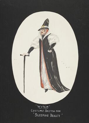 Sleeping Beauty: Witch. White gown with black coat, and high collar (1934-1943)