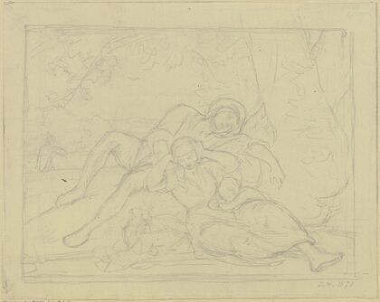 Sleeping family in the forest
