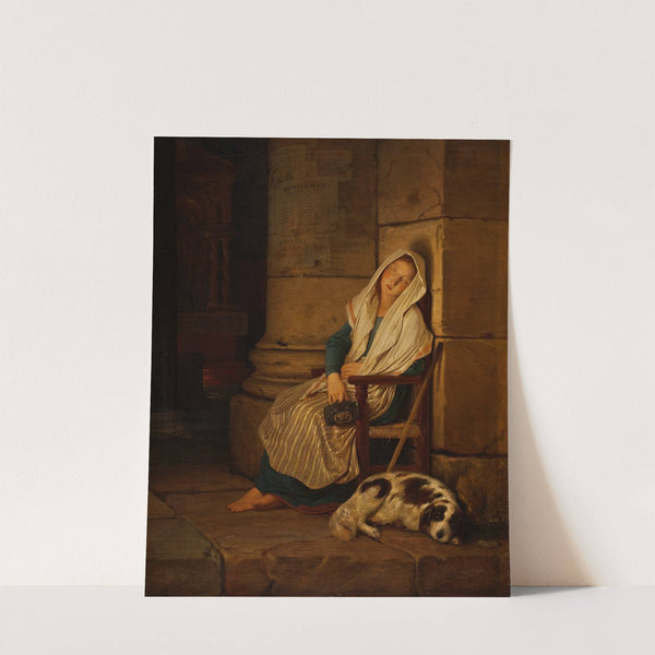 Sleeping Italian Beggar Girl In A Roman Church by Philipp von Foltz