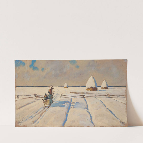 Sleigh in a snowy field – Polesia (after 1895) by Julian Falat