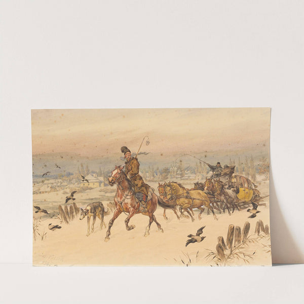 Sleigh ride by Juliusz Kossak