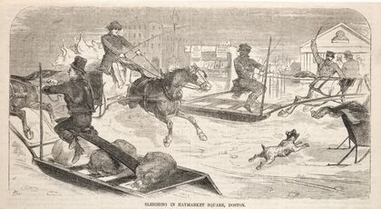 Sleighing in Haymarket Square, Boston (1859)