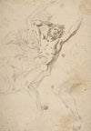 slight sketch of head and shoulders of man in lead pencil