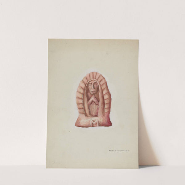 Small Statue of Guadalupe Cut in Stone by Majel G. Claflin