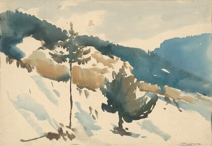 Snowy Plain in the Mountains