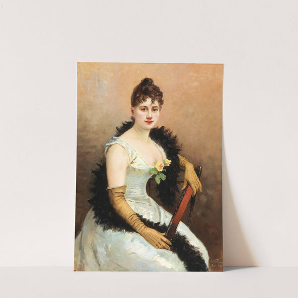 Society Lady with Feather Boa by Gustav Wertheimer