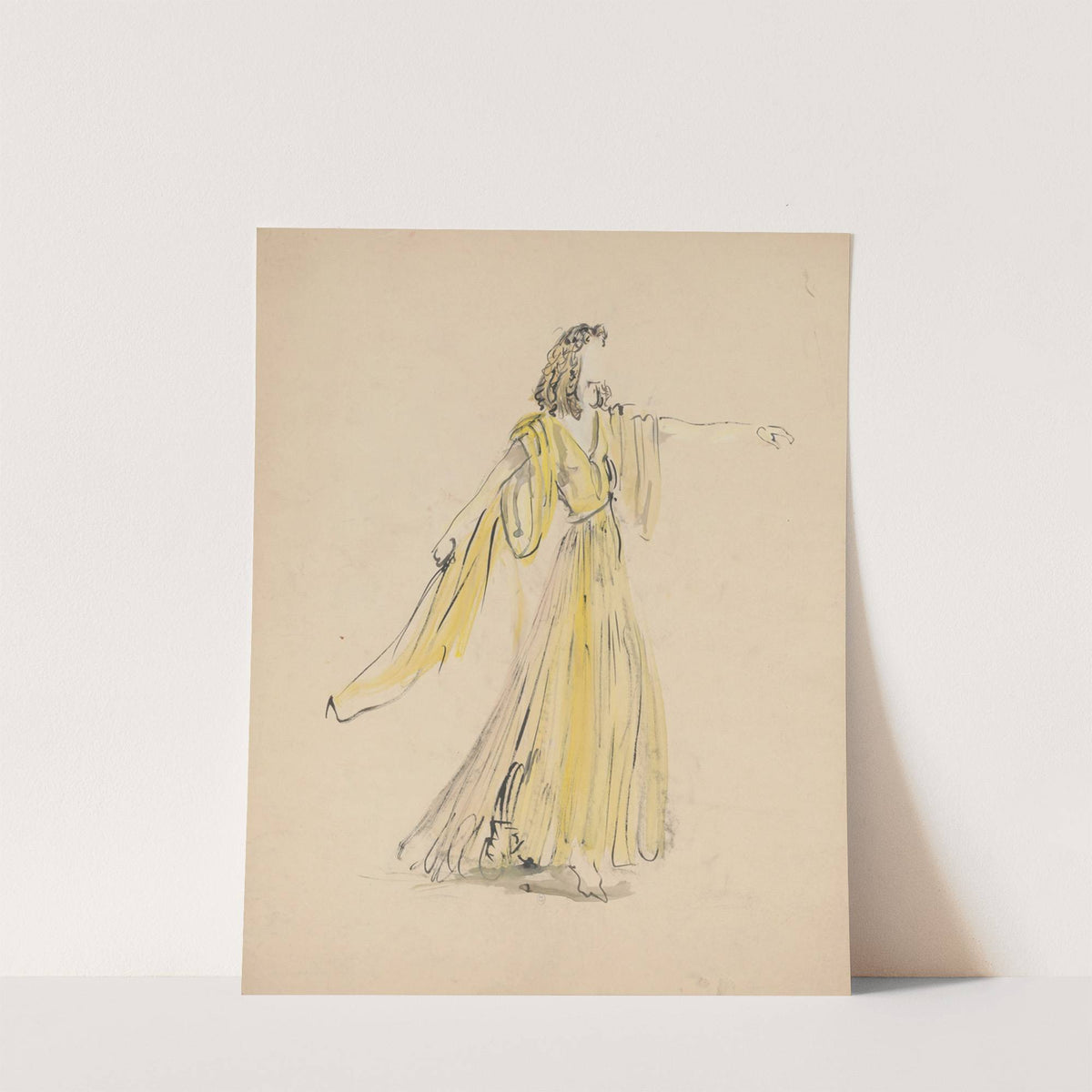 Sodome et Gomorrhe – maquette de costume – femme en robe jaune (1943) by Christian Bérard