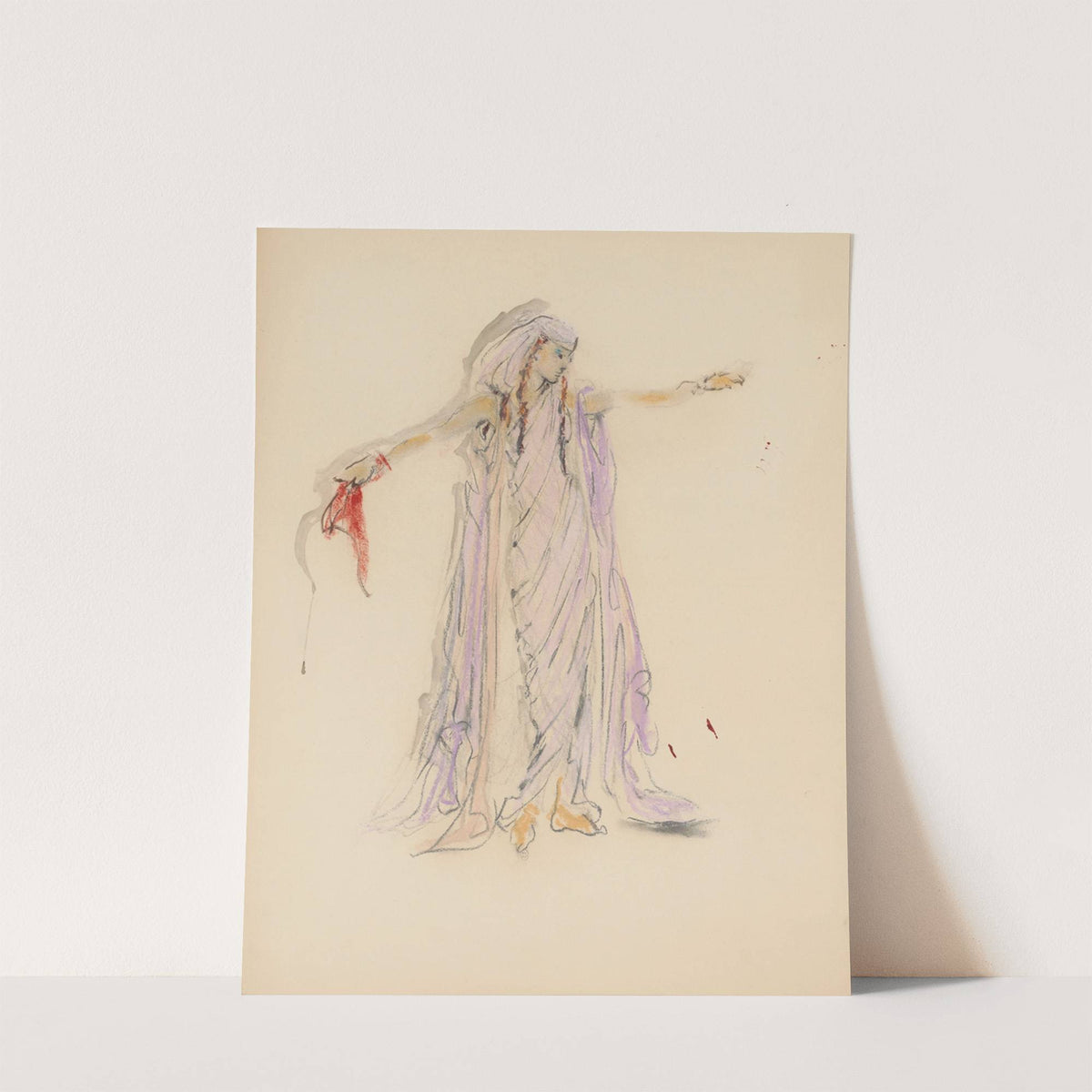 Sodome et Gomorrhe – maquette de costume – femme en tunique rose (1943) by Christian Bérard