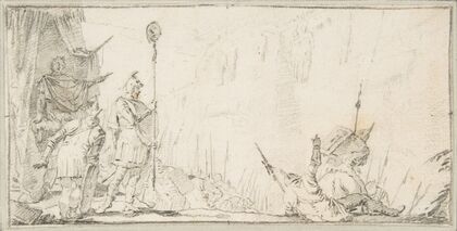 Soldier in front of ‘General’ Holding up a Decapitated Head on a Staff (1696–1770)