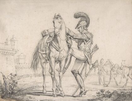 Soldier Mounting a Horse